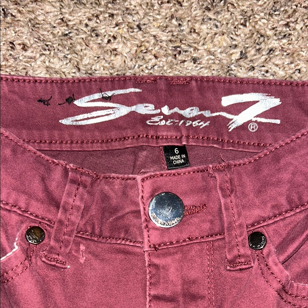 SEVEN7 Burgandy High Rise Skinny Jeans